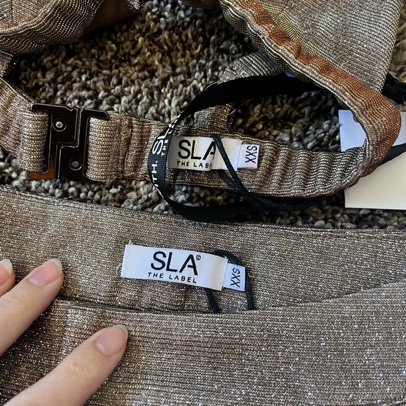 SLA The Label Bronze Santorini Trouser and Bronze Astrid Bralette Shimmer 2/XXS - Picture 3 of 9